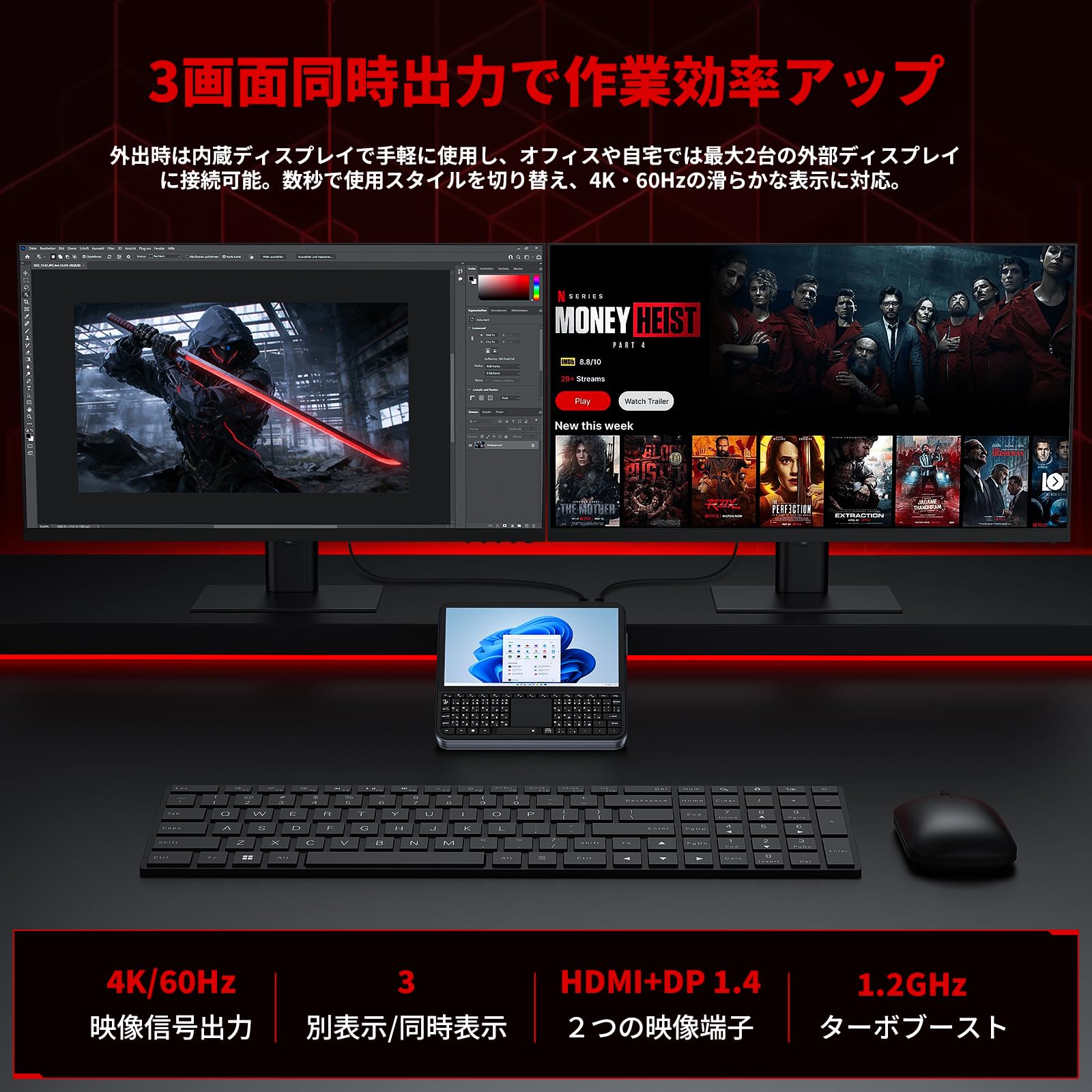 Amazon.co.jp: ミニpc ディスプレイ付き【インテル N95搭載】8GB DDR4+